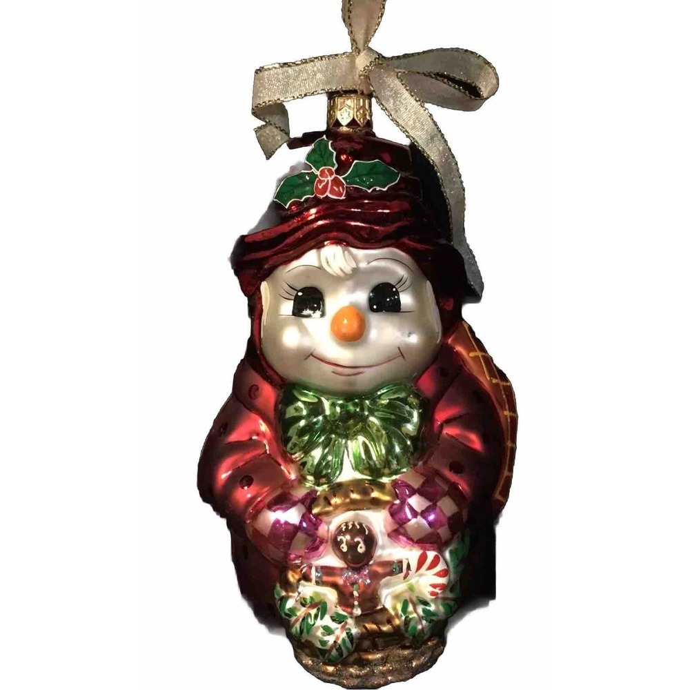 Christopher Radko glass 7" Ornament THE SNOWBERGS Snowman Retired VTG Two Faced